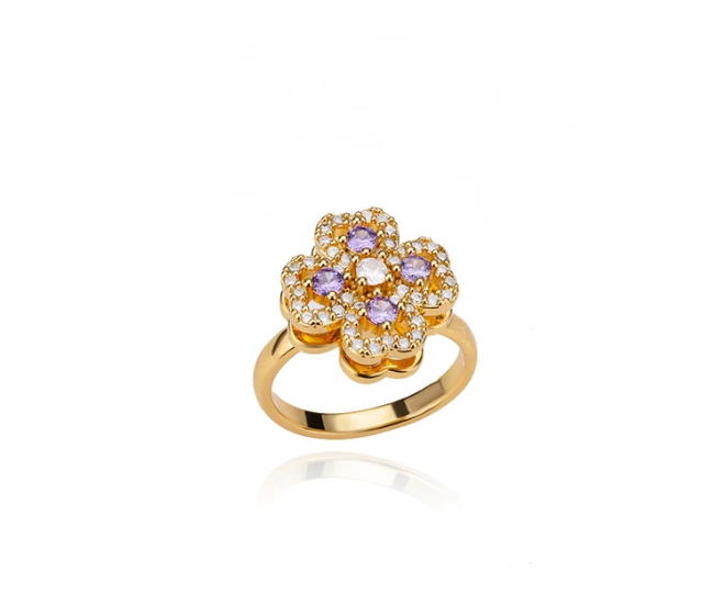 Anillo giratorio Flor lila